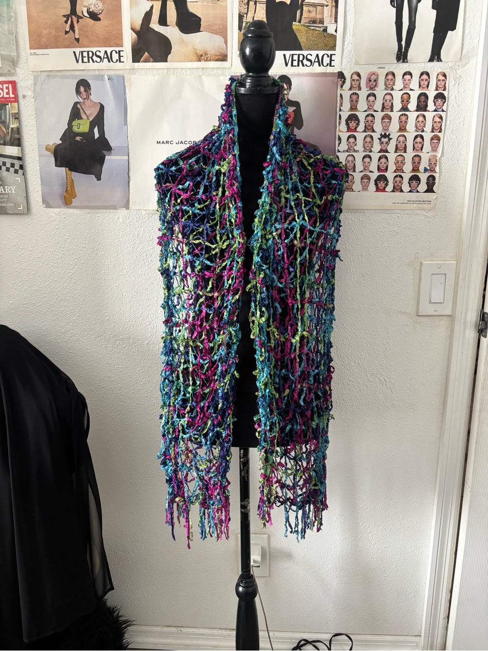 Amanda Blue Multicolor Open Knit Scarf